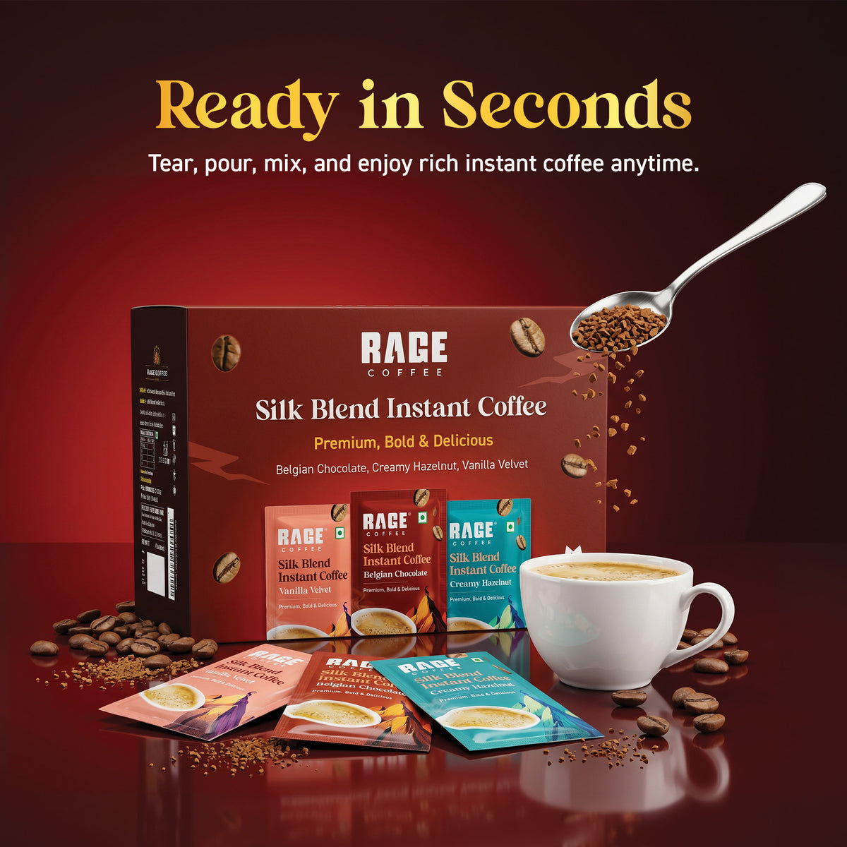 Rage Coffee Silk Blend Assorted Coffee Sachets Pack of 30