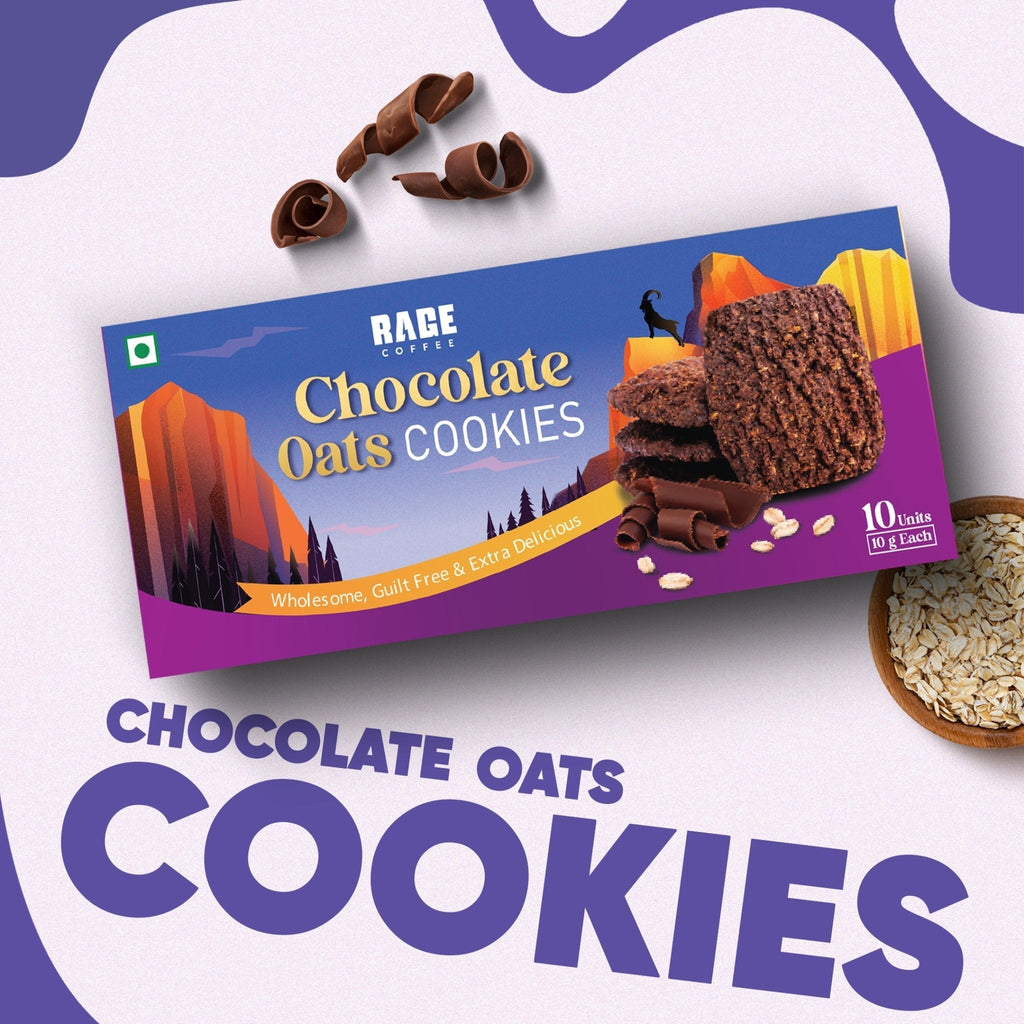 Chocolate Oats Cookies - Pack of 1 (10 g x 10 cookies) - Rage Coffee
