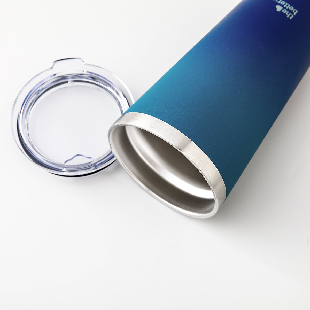Insulated Double Wall Stainless Steel Tumbler with Straw - Aqua Blue 450ml - Rage Coffee