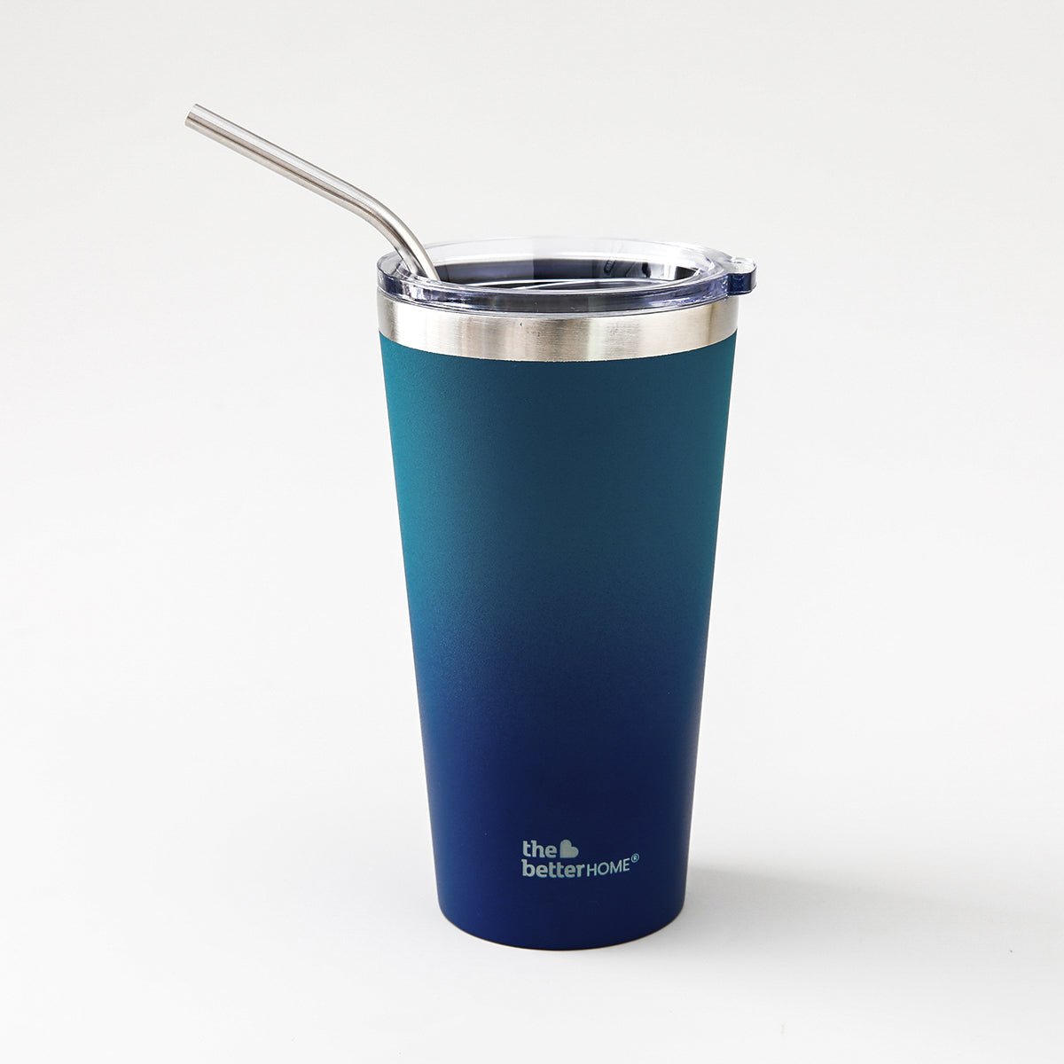 Insulated Double Wall Stainless Steel Tumbler with Straw - Aqua Blue 450ml - Rage Coffee
